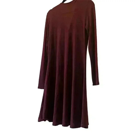 Ariella Women's S Burgundy Long Sleeve Zip-Up A-Line Knee Length Dress - Picture 7 of 7